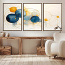 Geometric Blue Orange Abstract Wall Art Canvas, Geometric
