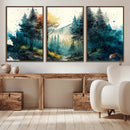 Watercolor Trees Forest Abstract Wall Art Canvas Print,