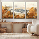 Golden Autumn Forest Wall Art Canvas | Mountain Landscape