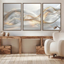 Abstract art Grey and Gold Lines Wall Art