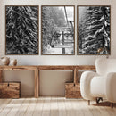 Winter Ski Lift Black and White Canvas Wall Art – Alpine