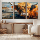 Highland Cow Abstract Canvas Wall Art – Bold Farmhouse