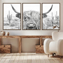 Rustic Charm | Cow Longhorn Black White Bighorn Wall Art