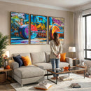 Fitness Gym Barbell Graffiti Wall Art Canvas Print