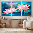 Pink Lotus Flower Canvas Wall Art | Vibrant Floral Wall