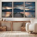 Mountain Lake Wood Pier Canvas Wall Art Nature Lake Print