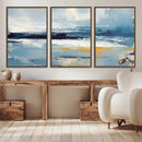 Abstract Ocean Canvas Wall Art - Coastal Blue and Gold
