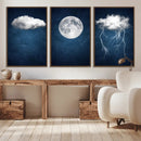 Dark Blue Cloud Art, 3 Piece Indigo Blue Wall Art, Aesthetic by MyGreatCanvas | Canvas Wall Art Prints | Photo Prints & Wall Decor