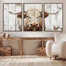 Rustic Longhorn Bull Wall Art Canvas Set – Western-Inspired by MyGreatCanvas | Canvas Wall Art Prints | Photo Prints & Wall Decor
