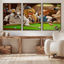 Dogs Playing Pool Canvas Wall Art Funny Gifts Dog Print