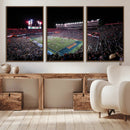 Ben Hill Griffin Stadium Night Game Triple Canvas Wall Art -