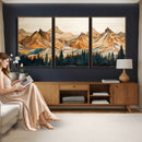 Rustic Wood Mountain Wall Art Print | Triptych Giclee Print