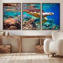 Sea Turtle Wall Art Canvas Print – Vibrant Ocean Coral Reef