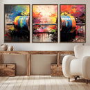 Weightlifting Barbell Art Triptych, Bold Abstract Fitness