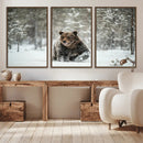 Grizzly Bear Wall Art – Framed Snowy Forest Canvas Artwork, by MyGreatCanvas | Canvas Wall Art Prints | Photo Prints & Wall Decor