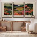 Yayoi Kusama Landscape Canvas Print, Vibrant Floral Mountain