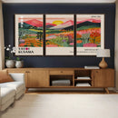 Yayoi Kusama Landscape Canvas Print, Vibrant Floral Mountain Art Print, Framed Botanical Wall Art -