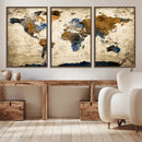 World Map Wall Art – Antique Style Blue and Brown Map Canvas by MyGreatCanvas | Canvas Wall Art Prints | Photo Prints & Wall Decor