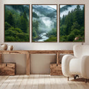 Mountain Forest River Canvas Wall Art Print - Serene Nature