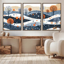 Abstract Winter Landscape Canvas Wall Art Print -  Large