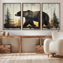 Vintage Bear Wall Art Canvas Print for Farmhouse - Mountain