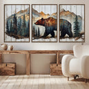 Rustic Grizzly 399 Bear and Mountain Wood Canvas Wall Art - by MyGreatCanvas | Canvas Wall Art Prints | Photo Prints & Wall Decor
