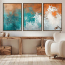 Vintage Abstract Print - Bold Teal and Orange Canvas Wall