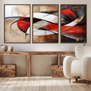 Abstract Wall Art - Modern Red and White Canvas Wall Art