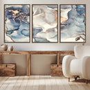 Abstract Blue and Gold Canvas Wall Art - Fluid Modern Ink