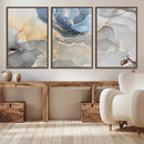 Large Abstract Blue and Gold Canvas Wall Art | Fluid Ink