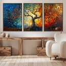 Yggdrasil Tree of Life Mosaic Stained Glass Wall Art Canvas,