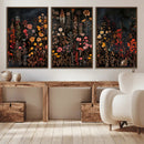 Dark Floral Canvas Wall Art - Moody Botanical Flower Print -