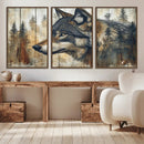 Rustic Wolf Wall Art Canvas Print – Vintage Woodland