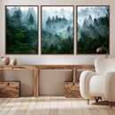 Misty Forest Wall Art Canvas Print – Framed Foggy Mountain