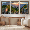 Mountain Sunset Panoramic Wall Art Canvas Print – Framed