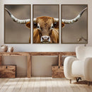 Texas Longhorn Wall Art Canvas Print – Brown Bull Rustic