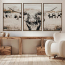 Texas Longhorn Wall Art Canvas Print – Framed Speckled Bull