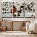 Texas Longhorn Wall Art Canvas Print – Framed Spotted Bull