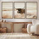 Texas Longhorn Wall Art Canvas Print – Framed Brown Horned