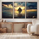 Jesus Walks Wall Art Canvas Print Framed Divine Sunset Art