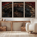 Dark Wood Ring Wall Art Canvas Print – Framed Abstract Tree