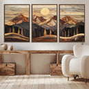 Wood Mountain Wall Art Canvas Print – Framed Boho Abstract
