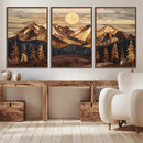 Wood Mountain Landscape Wall Art Canvas Print – Framed