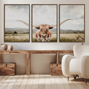 Texas Longhorn Wall Art Canvas Print – Framed Western Cow