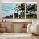 Tropical Coastline Wall Art Canvas Print – Framed Palm Tree