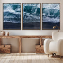 Black Beach Wall Art Canvas Print – Framed Aerial Ocean View