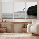 Jumping Wall Art Canvas Print – Framed Coastal Ocean Scene