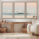 Pastel Ocean Wall Art Canvas Print – Framed Soft Sunset Calm