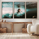 Vibrant Aquatic Motion Wall Art Canvas Print – Framed