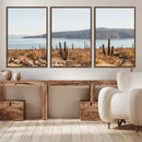 Desert Lake Wall Art – Framed Cactus Mountain Canvas by MyGreatCanvas | Canvas Wall Art Prints | Photo Prints & Wall Decor